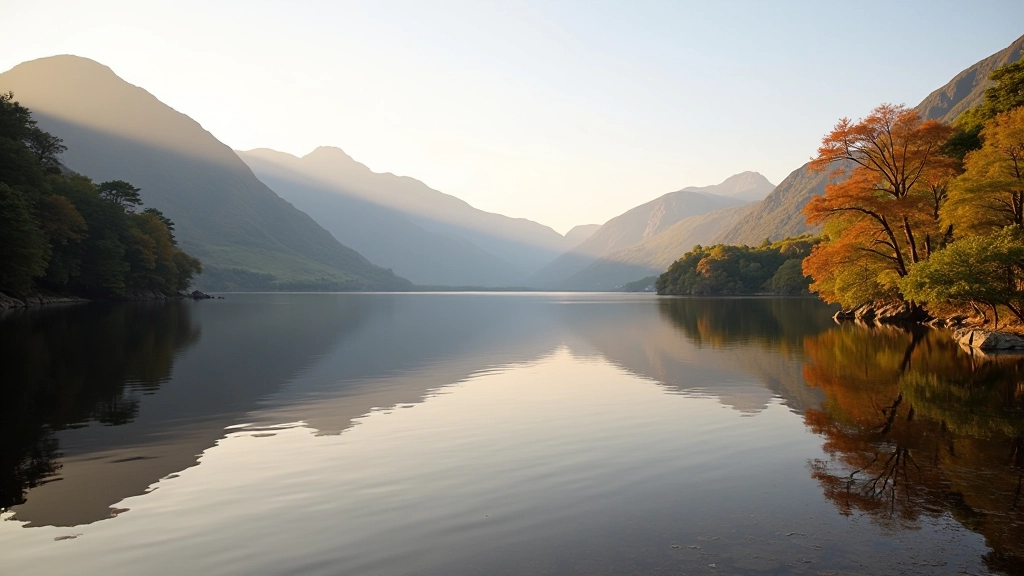 Killarney lakes landscape with mountains under seasonal sky