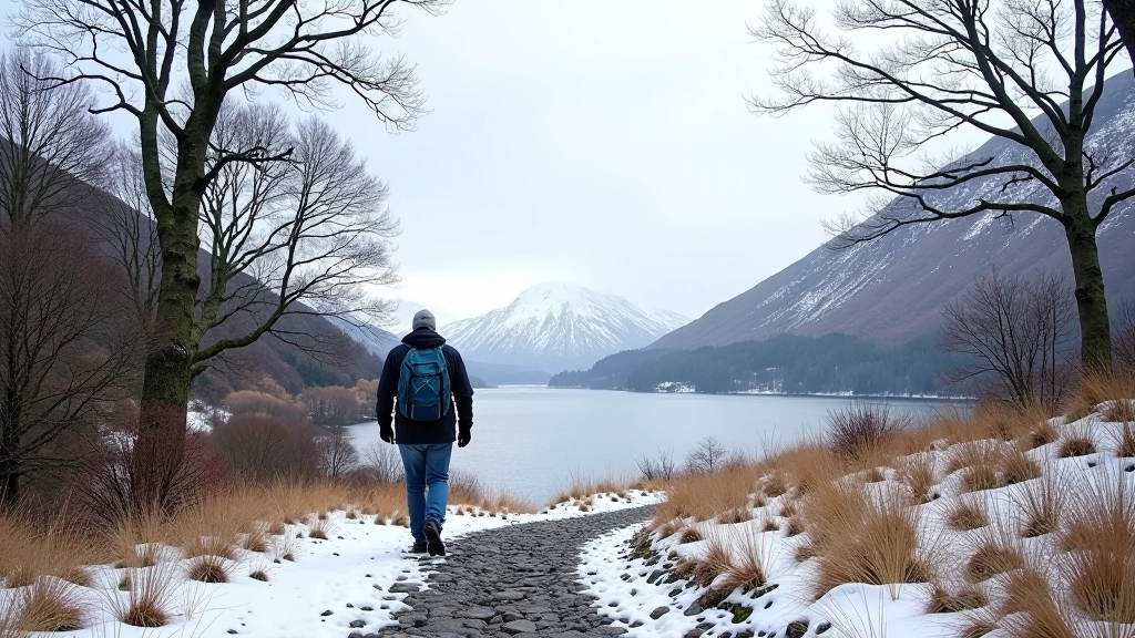 Winter landscape at Killarney with quiet trails and bare trees